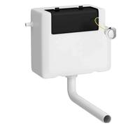 Balterley Concealed Cistern with Dual Flush, Water Saving Side Inlet Concealed Toilet Cistern & Round Flush Plate for Back to Wall & Wall Hung Toilets - 340x142x296mm (Chrome/White)