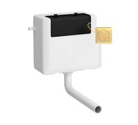 Balterley Universal Dual Flush with Square Flush Plate - Brushed Brass/White in White Balterley White