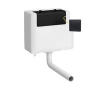 Balterley Concealed Cistern with Dual Flush, Water Saving Bottom Inlet Concealed Toilet Cistern & Square Flush Plate for Back to Wall & Wall Hung Toilets - 340x142x296mm (Matt Black/White)