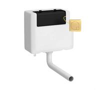 Balterley Concealed Cistern with Dual Flush, Water Saving Bottom Inlet Concealed Toilet Cistern & Square Flush Plate for Back to Wall & Wall Hung Toilets- 340x142x296mm (Brushed Brass/White)