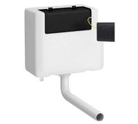 Balterley Concealed Cistern with Dual Flush, Water Saving Bottom Inlet Concealed Toilet Cistern & Square Flush Plate for Back to Wall & Wall Hung Toilets - 340x142x296mm (Matt Black/White)