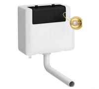 Balterley Concealed Cistern with Dual Flush, Water Saving Bottom Inlet Concealed Toilet Cistern & Traditional Flush Plate for Back to Wall & Wall Hung Toilets - 340x142x296mm (Brushed Brass/White)