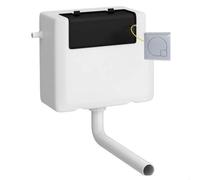 Balterley Concealed Cistern with Dual Flush, Water Saving Side Inlet Concealed Toilet Cistern & Square Flush Plate for Back to Wall & Wall Hung Toilets - 340x142x296mm (Chrome/White)