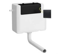 Balterley Concealed Cistern with Dual Flush, Water Saving Side Inlet Concealed Toilet Cistern & Square Flush Plate for Back to Wall & Wall Hung Toilets - 340x142x296mm (Matt Black/White)