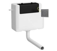 Balterley Concealed Cistern with Dual Flush, Water Saving Side Inlet Concealed Toilet Cistern & Square Flush Plate for Back to Wall & Wall Hung Toilets - 340x142x296mm (Brushed Pewter/White)