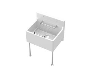 Balterley Utility Sink with Grill and Legs, Fireclay Ceramic Cleaner Sinks, Traditional Wall Mounted Mid Splashback Utility Outdoor Sink Unit for Garage and Laundry - 515 x 393 x 382mm (White)