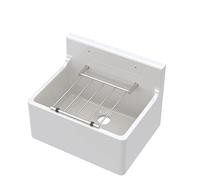 Balterley Utility Sink with Grill, Fireclay Ceramic Cleaner Sinks, Traditional Wall Mounted Small Splashback Utility Outdoor Sink Unit for Garage and Laundry - 515 x 393 x 535mm (White)