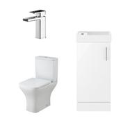 Balterley Vanity Basin Unit, Tap, And Toilet Set - Gloss White/chrome