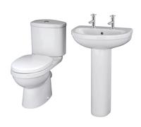 Balterley Vito Suite: Toilet & Cistern with 550mm 2TH Basin Pedestal in White Balterley White