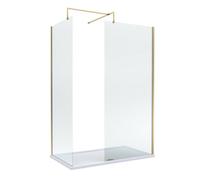 Balterley Walk-In Wetroom Bundle With Tray And Waste, 1400X800mm, Brushed Brass
