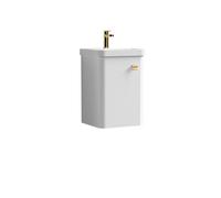 Wall Hung 1 Door Vanity Basin Unit White Bushed Brass Handle 400mm Balterley White One Size
