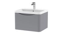 Balterley Wall Hung 1 Drawer Bathroom Vanity Unit & Basin, Satin Grey, 550mm in Grey Balterley Grey