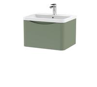 Balterley Wall Hung 1 Drawer Vanity Basin Unit Polymarble Basin Green 600mm Balterley Green