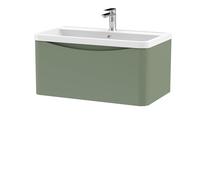 Balterley Wall Hung 1 Drawer Vanity Basin Unit Polymarble Basin Green 800mm Balterley Green