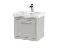Balterley Wall Hung 1 Drawer Vanity Unit & 1TH Fireclay Basin, 500mm, Grey Balterley Grey