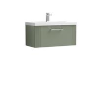 Balterley Wall Hung 1 Drawer Vanity Unit - Mid-Edge Basin 800mm, Satin Green Balterley Green