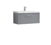 Balterley Wall Hung 1 Drawer Vanity Unit - Mid-Edge Basin 800mm, Satin Grey Balterley Grey