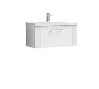 Balterley Wall Hung 1 Drawer Vanity Unit - Mid-Edge Basin 800mm, Satin White Balterley White