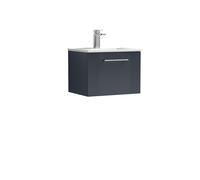Balterley Wall Hung 1 Drawer Vanity Unit - Minimalist Basin 500mm, Satin Dark Grey Balterley Grey