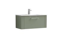 Balterley Wall Hung 1 Drawer Vanity Unit - Minimalist Basin 800mm, Satin Green Balterley Green