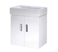 Balterley Wall Hung 2 Door Cloakroom Vanity Basin Unit Gloss White 450mm Balterley White
