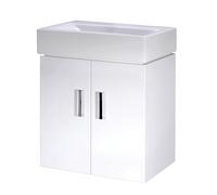 Balterley Wall Hung 2 Door Cloakroom Vanity Basin Unit Gloss White 450mm Balterley White