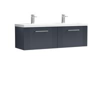 Balterley Wall Hung 2 Drawers Vanity Unit - 2 Ceramic Basin 1200mm, Satin Dark Grey Balterley Grey