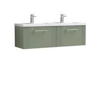 Balterley Wall Hung 2 Drawers Vanity Unit - 2 Polymarble Basin 1200mm, Satin Green Balterley Green