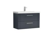 Balterley Wall Hung 2 Drawers Vanity Unit - Mid-Edge Basin 800mm, Satin Dark Grey Balterley Grey