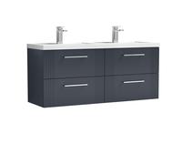 Balterley Wall Hung 4 Drawers Vanity Unit- Double Basin 1200mm, Satin Dark Grey Balterley Grey