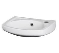 Balterley 350mm Bathroom Sink, Wall Hung Ceramic Round Bowl Bathroom Wash Basin Sink with Overflow, 1 Tap Hole, Wall Mounted Basin Sinks for Bathrooms and Cloakroom - 350 x 280 x 140mm (White)