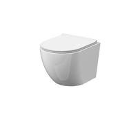 Balterley Wall Hung Toilet, Round Soft Close Toilet Seat for Bathroom and Cloakroom, Toilets for Bathrooms, Wall Hung Pan with Soft Close Seat for Bathroom and Cloakroom - 360 x 482 x 323mm (White)