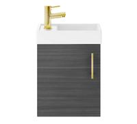 Balterley Wall Hung Vanity Basin 400mm Anthracite & Brushed Brass Handle in Grey Balterley Grey