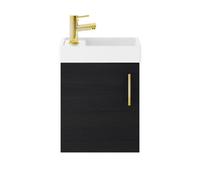 Balterley Wall Hung Vanity Basin 400mm Charcoal & Brushed Brass Handle in Black Balterley Black