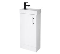 Balterley Wall Hung Vanity Basin 400mm Gloss White & Matt Black Handle Balterley White