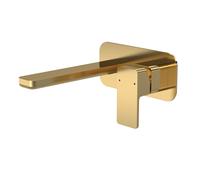 Balterley Wall Mount 2 Tap Hole Basin Mixer Tap Back Plate Brushed Brass in Metallics Balterley Metallics