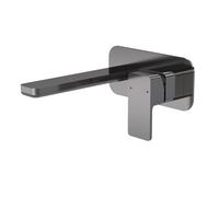 Balterley Wall Mount 2 Tap Hole Basin Mixer Tap Back Plate Brushed Pewter in Silver Balterley Silver