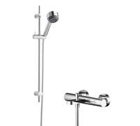 Current Wall Mount Thermostatic Bath Shower Mixer Tap with Linear Slide Rail Kit - Chrome - Balterley
