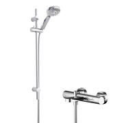 Current Wall Mount Thermostatic Bath Shower Mixer Tap with Multi Function Slide Rail Kit - Chrome - Balterley