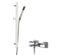 Balterley Wall Mount Thermostatic Bath Shower Mixer Tap Slide Rail Kit Chrome in Silver Balterley Silver