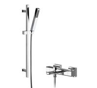 Balterley Wall Mount Thermostatic Bath Shower Mixer Tap Slide Rail Kit in Silver Balterley Silver