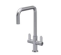Balterley Warslow Kitchen Mono Mixer Tap With Dual Lever Handles, Square Spout - Brushed Nickel Finish