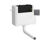 Balterley Concealed Cistern with Dual Flush, Water Saving Side Inlet Concealed Toilet Cistern & Square Flush Plate for Back to Wall & Wall Hung Toilets - 340x142x296mm (Brushed Pewter/White)