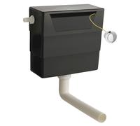 Balterley Concealed Cistern with Dual Flush, Water Saving Side Inlet Concealed Toilet Cistern & Round Flush Plate for Back to Wall & Wall Hung Toilets - 303x136x334mm (Chrome/Black)