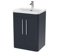 Balterley Aldershawe 600mm Floor Standing 2 Door Vanity Unit With Thin-Edge Ceramic Basin - Dark Grey