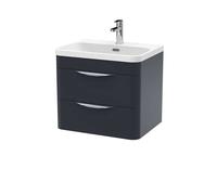 Balterley Wave 600mm Wall Hung 2 Drawer Unit with Ceramic Basin - Dark Grey Balterley Grey