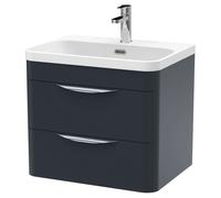 Balterley Wave 600mm Wall Hung 2 Drawer Vanity Unit with Thin-Edge Ceramic Basin - Dark Grey