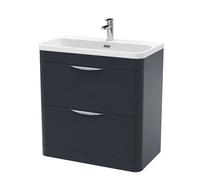 Balterley Wave 800mm Floor Standing 2 Drawer Unit with Ceramic Basin - Dark Grey Balterley Grey