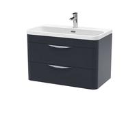 Balterley Wave 800mm Wall Hung 2 Drawer & Thin-Edge Ceramic Basin - Dark Grey Balterley Grey