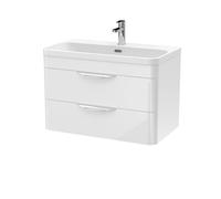 Balterley Wave 800mm Wall Hung 2 Drawer Vanity Unit with Thin-Edge Ceramic Basin - Gloss White